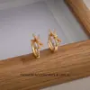Pinzas para Orejas con Diseño de Moño de Circonita Simple, Pendientes Elegantes, Accesorios para Orejas de Nicho, Artículos de Regalo, Pendientes de Lujo Ligero al por Mayor