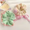 Elástico de cabelo de renda floral com laço, estilo coreano, estilo pastoral fresco, elástico de cabelo de tecido macio