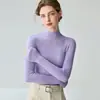 Baicai Rong 2026 Outono/Inverno Novo Estilo Malha Fina 100% Lã de Yangzi Tricô Suéter de Lã Pura Gola Alta Meia Manga Top