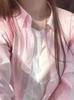 Camisa Retro Moda Rayas Rosas para Mujer, Chaqueta Delgada de Manga Larga Protección Solar para Primavera y Otoño con un Diseño Elegante