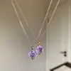 Collar Colgante Popular de Diamante Rosa Morado para Mileniales de Xiaohongshu Cadena para Clavícula de Lujo Ligero Alta Moda de Mujer Una Pieza
