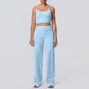 Conjunto Esportivo para Mulheres - Sutiã Esportivo Cross-Border à Prova de Choque, Calça Wide-Leg de Cintura Alta com Sensação de Segunda Pele para Yoga, Corrida e Fitness