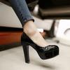 Estoque Dropshipping Europeu e Americano Sexy Casual Moda Couro Patente Salto Alto Feminino Boca Rasa Sapatos de Salto Único X25020027
