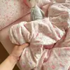 Juego de ropa de cama de cuatro piezas de gasa de doble capa transpirable 100% algodón Clase A, funda de edredón de algodón puro, juego de sábanas de tres piezas, juego de ropa de cama estilo ins