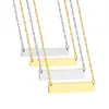 Colar Retangular Geométrico Popular Transfronteiriço Hip-Hop Colar Longo com Placa Aço Inoxidável Corrente para Clavícula Gravável DIY