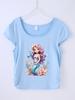 Camiseta de niña con patrón popular transfronterizo que se puede hacer DIY 4-14 años de edad con estampado de dibujos animados para niñas deportiva y de ocio tops de color puro