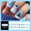Navidad Estéreo 3D Uñas Portátiles Muñeco de Nieve Copo de Nieve Árbol de Navidad Uñas Postizas 24 Piezas Venta al por Mayor Transfronteriza Uñas de Manicura