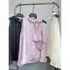 Ruoxin 2025 Verano Estilo Dulce Francés Cuello Alto Lazada Holgado Bordado Albaricoque Top Halter