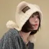 Chapéu de Pelúcia com Orelhas de Urso Fofo Novo para Inverno 2025 para Mulheres, Prova de Frio, Quente, Proteção de Orelhas, Chapéu Lei Feng Versátil Espessado