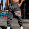Calça de Inverno Transfronteiriça Estilo Americano Pesada com Forro de Fleece Masculina com Tiras de Tecido Vermelho, Damasco e Preto Elástico de Quatro Barras Casual Solta Calça de Moletom