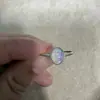 A06 Novo Anel de Prata 925 com Banda Ajustável e Pedra Opala Oval 6*8mm Incrustada
