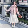 Outono de 2026 Nova Moda Casual Redutor de Idade Emagrecedor Doce Estilo Menina Casaco Duffle Jaqueta de Couro Rosa Jaqueta Curta