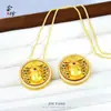 Colgante de Brújula Giratoria Pixiu, Mismo Estilo que Tienda de Oro, Cadena de Color Esmalte Dorado Arena Método Antiguo, Chapado en Cobre Dorado, Atrae Riqueza, Estilo Tendencia Nacional