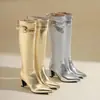 Botas Martin femininas transfronteiriças, tamanhos 34-46, botas de salto alto bico fino para outono e inverno, sola de borracha, antiderrapante, zíper traseiro, botas femininas versáteis plus size