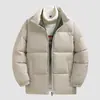 Casaco de algodão moderno de marca transfronteiriça para outono e inverno, novo, corte solto, gola alta, jaqueta puffer retrô americana, casaco de algodão para casal
