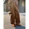 Calça Casual de Veludo Cotelê Composto Neihe Pierna Larga Feminina Outono e Inverno Nova Calça Longa High-End 257215