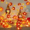 Cadena de Luces LED Hoja de Arce Calabaza Transfronteriza Decoración para Halloween Habitación Patio Fiesta Linterna Cadena de Luces de Hojas Artificiales