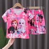 Pijama Infantil Verão Manga Curta Meninos Fino Fofo Princesa Crianças Médias e Grandes Meninas Desenho Animado Pijama Conjunto de Roupas para Casa
