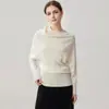 Novo suéter de caxemira assimétrico de um ombro com gola redonda, estilo morcego, para outono e inverno feminino, caimento solto, emagrecimento, adequado como peça de base
