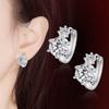 Nuevos aretes de moda con doble diamante incrustado, aretes sencillos anchos de 2 quilates, clásicos de seis garras, aretes para mujer