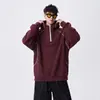 Moletom com zíper parcial e capuz estilo americano para homens, solto e casual, respirável, moderno, versátil, blusa de manga longa pullover para primavera e outono