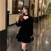 Vestido rojo de Navidad para mujer Nuevo estilo francés Invierno Silueta delgada Falda Pontu Sentido del diseño Elegante Vestido/Falda para reunión anual