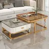 Mesa de centro de pizarra para sala de estar, nuevo modelo 2026, lujo ligero con un toque de alta gama, mesa de mármol, mesa de centro minimalista plegable para espacios pequeños
