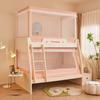 Mosquiteiro Trapezoidal para Beliche Infantil, Cortina Blackout Anti-Queda para Beliche Superior e Inferior, Modelo de Estante para Dormitório com Três Portas, Integrado Anti-Mosquito