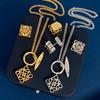 Aretes Cuadrados Huecos Abstractos de Pastel de Luna Luojia Moda Temperamento Estilo Pequeño Fragante Aretes de Metal Nuevos Aretes Transfronterizos