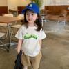 Ropa Infantil Estilo Coreano Mediana-Grande Camiseta de Manga Corta de Algodón Puro con Estampado de Letras Verano Niños Blanco Niña Absorbente de Sudor Top de Media Manga Trendy