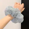 Goma para el pelo scrunchie blanca con lunares estilo coreano para mujer, Lazo para moño estilo perezoso, Accesorio para el pelo grande y elegante