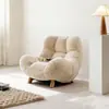 Sillón sofá de borrego vintage estilo francés, sillón de sala de estar estilo mediados de siglo, sillón reclinable individual de diseño estilo crema