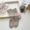 Meias de laço bordadas para mulheres outono e inverno novo estilo japonês agulha dupla meias de pilha média de algodão moda meias de pilha para meninas