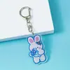 Llavero de Acrílico Transparente Doble Cara Colgante Suave Lindo Conejito Dibujos Animados Llavero para Mochila Llavero Decorativo