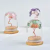 Cubierta de vidrio de cristal natural árbol de citrino árbol de la fortuna árbol de la vida decoración cubierta de vidrio diy adornos de árbol de la fortuna