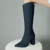 Nuevas botas de cowboy 2023 punta alta botas de caballero botas de tacón alto grueso 33-43 Amazon botas de comercio exterior