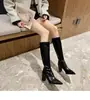 Primeiro Encontro Ji Bico Fino Salto Bloco Botas Longas Petite Botas Chelsea Outono/Inverno Novo Estilo Emagrecedoras Altas Elegantes Botas de Cavaleiro