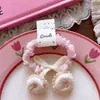 Novo Scrunchie de Tecido Rosa Bordado à Mão para Meninas, Primavera e Verão, Faixa de Cabelo com Laço de Renda de Morango