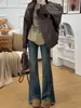 Jeans de Estilo Americano con Micro-Rasgaduras para Mujer Tendencia Nuevo Estilo Hermana Gordita mm Forma de Pera Cintura Alta Elásticos Ajustados