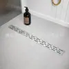 Drenaje de Piso de Rejilla Recta de Acero Inoxidable Oculto para Baño Tubería de Drenaje Anti-Olor con Tira Extendida Drenaje de Piso para Ducha