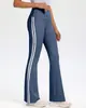 Calça Yoga Flare Listrada Transfronteiriça Sem Costura para Mulheres, Roupa de Yoga de Cintura Alta Levanta Bumbum, Nova Calça Yoga Flare Fitness Justa ao Corpo
