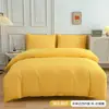Funda de almohada con bolsillo, funda nórdica de tela cepillada de color liso, juego de tres piezas transfronterizo, funda nórdica de plumón, ropa de cama textil para el hogar de fibra ultrafina