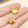 Areia Dourada Antiga Dourado Dupla Face Pingente de Saco da Sorte com Gotejamento de Óleo Gato da Sorte Pingente Pulseira Estilo Chinês DIY Chave Acessórios de Joias