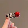 Pinza para el Cabello Jujujiumei Corazón Rojo Cuadros Pinza para el Cabello Femenina Coreana Pinza para Flequillo Lateral Nueva Joyería para la Cabeza de Otoño e Invierno