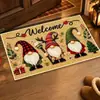 Tapete de Chão de Veludo Cristalino de Natal Papai Noel Tapete Absorvente de Água para Banheiro Tapete de Entrada de Banheiro Decoração Festiva Tapete Resistente ao Desgaste