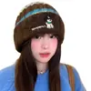 Sombrero Pequeño de Otoño e Invierno Bufanda Cálida Sombrero Rayado de Lana Tejida para Mujer Sombrero Holgado Cara Linda Cachorro Lindo Venta al por Mayor