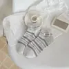 Calcetines de Rayas para Mujer, Calcetines de Media Pantorrilla, Estilo Primavera y Verano, Calcetines Finos de Algodón, Malla Transpirable, Estilo Coreano, Etiqueta de Tela, Calcetines Cortos de Moda