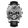Reloj Automático Mecánico para Hombre con Correa de Cuero, Reloj Multifuncional con Fondo Calado, Reloj Mecánico para Hombre, Soporta Dropshipping