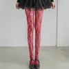 Medias de Red Europeas y Americanas Transfronterizas para Mujer, Medias de Red Delgadas con Flores Dulces, Pantimedias Jacquard Sexy con Cortes 6212