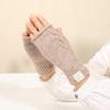 Guantes de medio dedo para mujer, otoño e invierno, estilo coreano, cálidos, con dedos expuestos, pantalla táctil, tejidos, media sección, pulsera, patrón de lana para dedos
